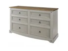 Core Products Core Corona Grey and Pine 3+3 Drawer Wide Chest of Drawers