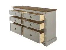 Core Core Corona Grey and Waxed Pine 3+3 Drawer Wide Chest of Drawers