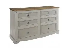 Core Core Corona Grey and Waxed Pine 3+3 Drawer Wide Chest of Drawers