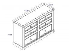 Core Core Corona Grey and Waxed Pine 3+3 Drawer Wide Chest of Drawers