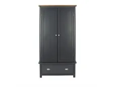 Core Core Dunkeld Midnight Blue and Oak 2 Door 1 Drawer Wardrobe