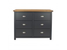 Core Dunkeld Midnight Blue and Oak 3+3 Dr Wide Chest of Drawers (Flat Packed)