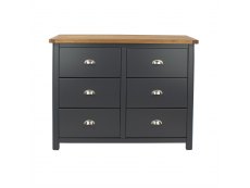Core Products Core Dunkeld Midnight Blue and Oak 3+3 Dr Wide Chest of Drawers (Flat Packed)