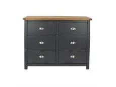 Core Core Dunkeld Midnight Blue and Oak 3+3 Dr Wide Chest of Drawers