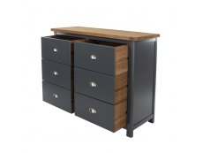 Core Products Core Dunkeld Midnight Blue and Oak 3+3 Dr Wide Chest of Drawers (Flat Packed)