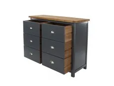 Core Core Dunkeld Midnight Blue and Oak 3+3 Dr Wide Chest of Drawers