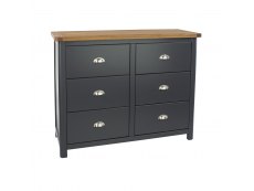 Core Dunkeld Midnight Blue and Oak 3+3 Dr Wide Chest of Drawers (Flat Packed)
