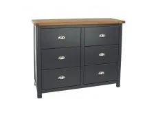Core Core Dunkeld Midnight Blue and Oak 3+3 Dr Wide Chest of Drawers