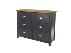 Core Core Dunkeld Midnight Blue and Oak 3+3 Dr Wide Chest of Drawers