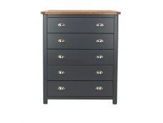 Core Products Core Dunkeld Midnight Blue and Oak 5 Drawer Chest of Drawers (Flat Packed)