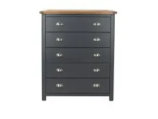 Core Core Dunkeld Midnight Blue and Oak 5 Drawer Chest of Drawers