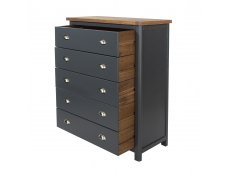 Core Products Core Dunkeld Midnight Blue and Oak 5 Drawer Chest of Drawers (Flat Packed)