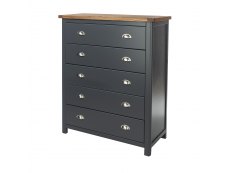 Core Products Core Dunkeld Midnight Blue and Oak 5 Drawer Chest of Drawers (Flat Packed)