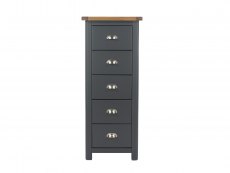 Core Products Core Dunkeld Midnight Blue and Oak 5 Drawer Narrow Chest of Drawers (Flat Packed)