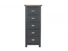 Core Core Dunkeld Midnight Blue and Oak 5 Drawer Narrow Chest of Drawers