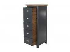 Core Products Core Dunkeld Midnight Blue and Oak 5 Drawer Narrow Chest of Drawers