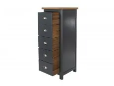 Core Core Dunkeld Midnight Blue and Oak 5 Drawer Narrow Chest of Drawers
