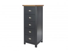 Core Products Core Dunkeld Midnight Blue and Oak 5 Drawer Narrow Chest of Drawers (Flat Packed)