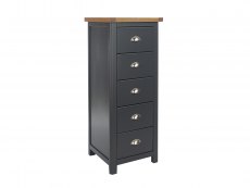 Core Products Core Dunkeld Midnight Blue and Oak 5 Drawer Narrow Chest of Drawers (Flat Packed)