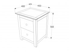 Core Products Core Nairn White with Bonded Glass 2 Drawer Bedside Cabinet (Flat Packed)