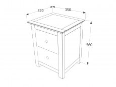 Core Products Core Nairn White with Bonded Glass 2 Drawer Petite Bedside Cabinet (Flat Packed)