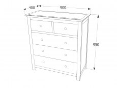 Core Products Core Nairn White with Bonded Glass 2+3 Drawer Chest of Drawers (Flat Packed)