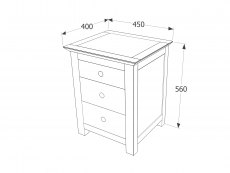 Core Products Core Nairn White with Bonded Glass 3 Drawer Bedside Cabinet (Flat Packed)