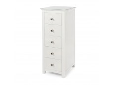 Core Products Core Nairn White with Bonded Glass 5 Drawer Narrow Chest of Drawers (Flat Packed)