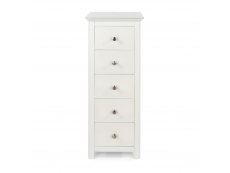 Core Products Core Nairn White with Bonded Glass 5 Drawer Narrow Chest of Drawers (Flat Packed)