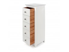 Core Products Core Nairn White with Bonded Glass 5 Drawer Narrow Chest of Drawers (Flat Packed)