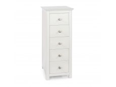 Core Products Core Nairn White with Bonded Glass 5 Drawer Narrow Chest of Drawers (Flat Packed)