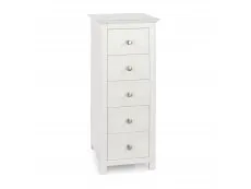 Core Products Core Nairn White with Bonded Glass 5 Drawer Narrow Chest of Drawers