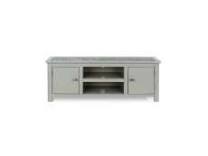 Core Perth Grey Painted with Grey Stone Inset 2 Door TV Unit (Flat Packed)
