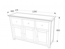 Core Products Core Perth Grey Painted with Grey Stone Inset 3 Door 3 Drawer Sideboard (Flat Packed)