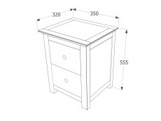 Core Products Core Stirling White with White Stone Inset 2 Drawer Petite Bedside Cabinet (Flat Packed)
