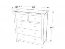 Core Products Core Stirling White with White Stone Inset 2+3 Drawer Chest of Drawers (Flat Packed)