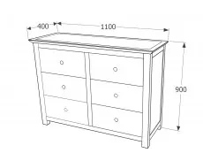 Core Products Core Stirling White 3+3 Drawer Wide Chest of Drawers