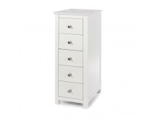 Core Products Core Stirling White with White Stone Inset 5 Drawer Narrow Chest of Drawers (Flat Packed)
