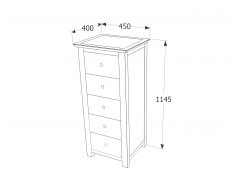 Core Products Core Stirling White with White Stone Inset 5 Drawer Narrow Chest of Drawers (Flat Packed)