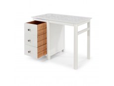 Core Products Core Stirling White with White Stone Inset Single Pedestal Dressing Table (Flat Packed)