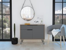 Core Products Core Vegas Bleached Oak and Grey 2 Door 1 Drawer Small Sideboard (Flat Packed)