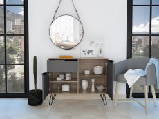 Core Products Core Vegas Bleached Oak and Grey 2 Door 1 Drawer Small Sideboard (Flat Packed)