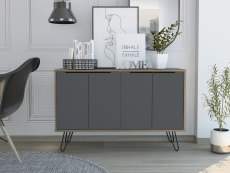 Core Products Core Vegas Bleached Oak and Grey 4 Door Large Sideboard (Flat Packed)