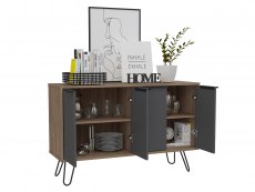 Core Products Core Vegas Bleached Oak and Grey 4 Door Large Sideboard (Flat Packed)