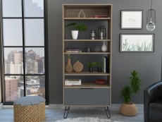 Core Products Core Vegas Bleached Oak and Grey 1 Door Display Bookcase (Flat Packed)