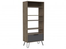 Core Products Core Vegas Bleached Oak and Grey 1 Door Display Bookcase (Flat Packed)
