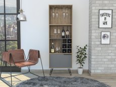 Core Products Core Vegas Bleached Oak and Grey Tall Drinks Cabinet (Flat Packed)