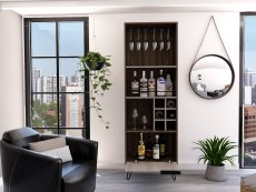 Core Products Core Nevada Smoked Oak and Bleached Grey Oak Effect 1 Door Tall Drinks Cabinet (Flat Packed)