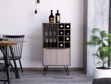 Core Products Core Nevada Smoked Oak and Bleached Grey Oak Effect 2 Door Wine Cabinet (Flat Packed)