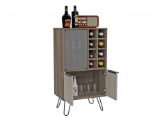Core Products Core Nevada Smoked Oak and Bleached Grey Oak Effect 2 Door Wine Cabinet (Flat Packed)